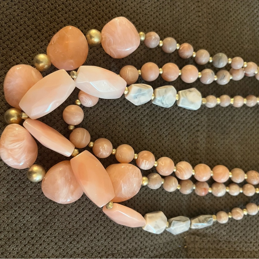Lane Bryant Pink and Gold Beaded Necklace - Picture 3 of 6